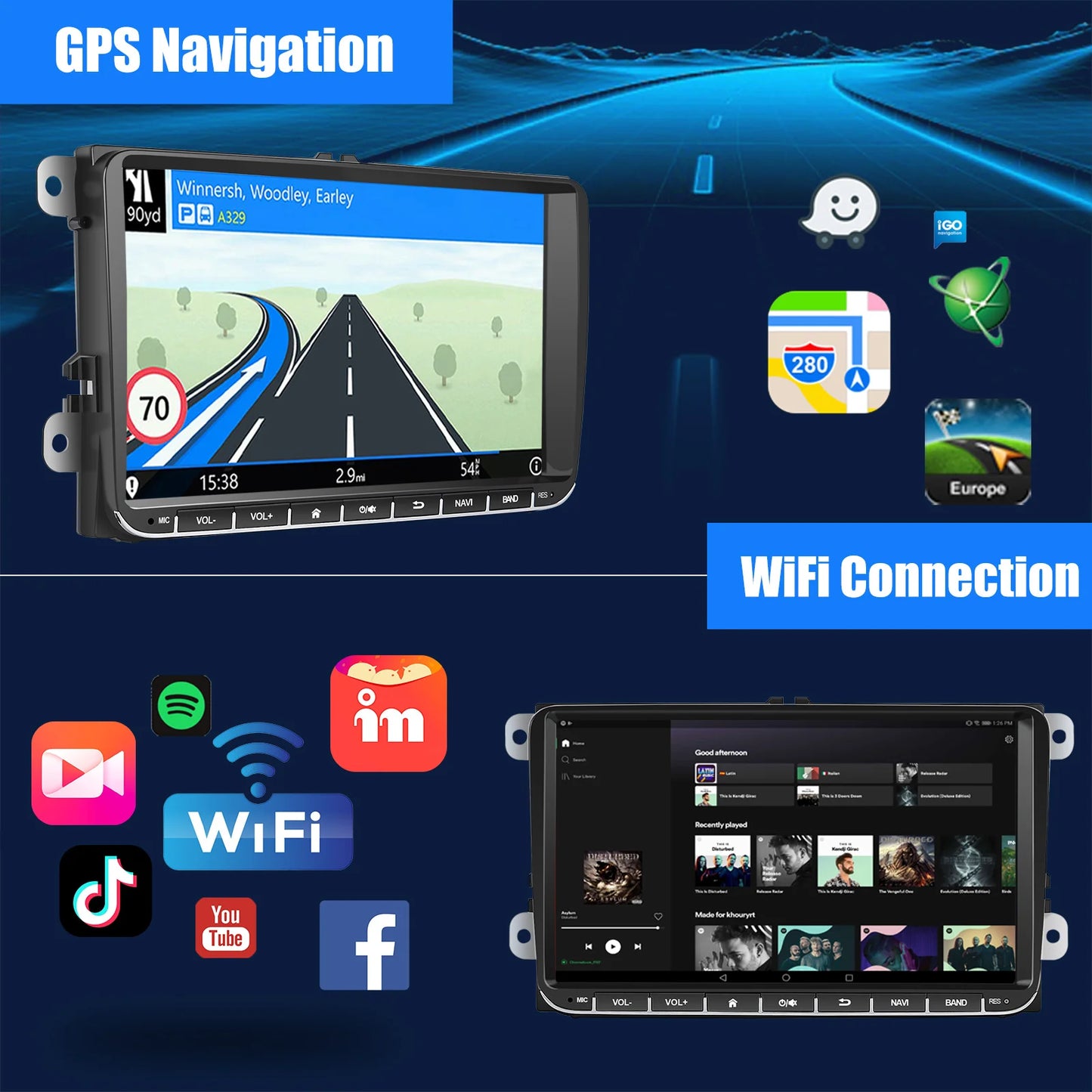 ESSGOO-Autoradio Android 14 de 9 Pouces, 4 Go/64 Go, Navigation GPS N183, WiFi, RDS, FM, BT, pour Voiture VW Golf 5/6, Passat, Polo, Touran, Tiguan, Caddy, EOS