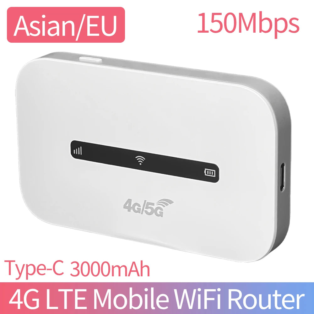 Hotspot WiFi Portable 4G LTE, 3000mAh, 150Mbps, routeur Internet sans fil avec emplacement pour carte SIM, point d'accès Mobile de poche pour voyage en voiture