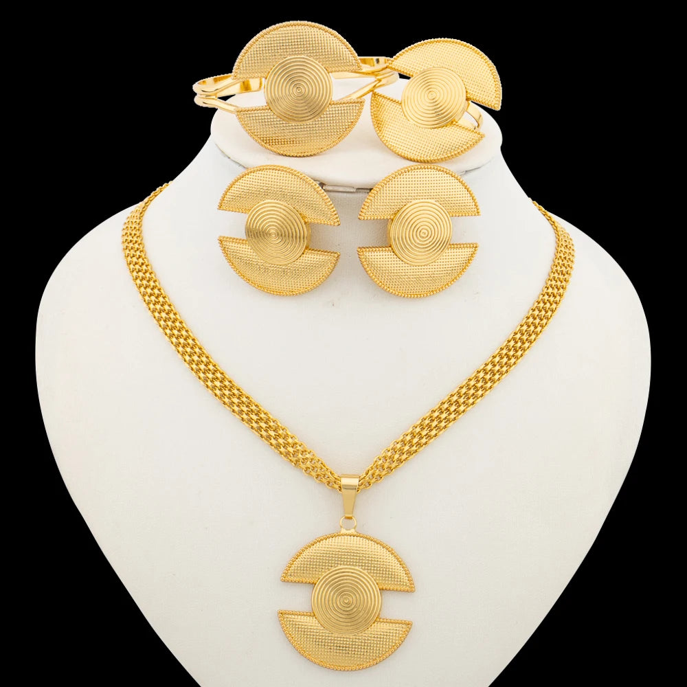 Ensemble de bijoux pour femmes, accessoires, boucles d'oreilles et bagues de couleur or 18 carats, ensemble de bagues pour accessoires de fête de fiançailles