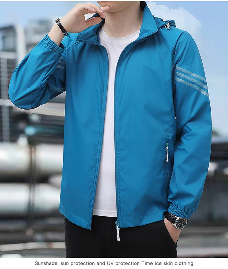 Vêtements de Protection solaire pour hommes, nouvelle veste coupe-vent décontractée, solide, fermeture éclair, respirant, résistant aux UV, manteaux de peau à séchage rapide, 2025