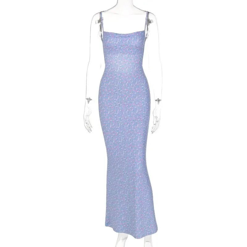 Hawthaw Women Elegant Sleeveless Floral Printed Bodycon Backless Long Dress 2024 Summer Clothes Wholesale Items For Business