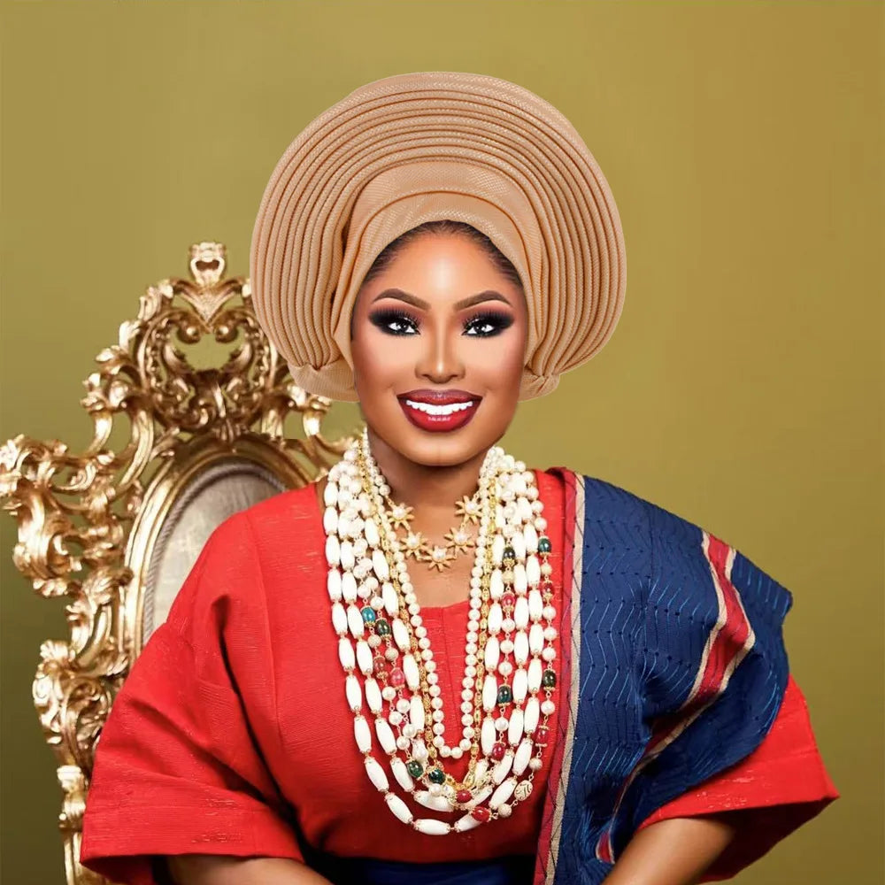 Cravates de tête nigérianes pour femmes, équipement de sauna, turban africain élégant, déjà fabriqué, enveloppes de tête féminines, fête de mariage, Auto Gele