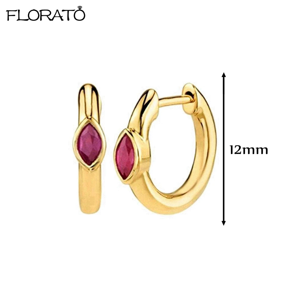 Boucles d'oreilles créoles minimales rouges pour femmes, cristal, petit Huggie, boucle d'oreille cartilage mince, piercing 147 us, bijoux, cadeau, contre-indiqué, 2 pièces