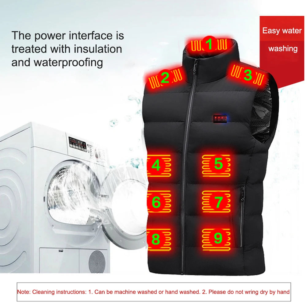 Veste chauffante en coton unisexe, manteau de chasse décontracté, contrôle intelligent de la température, USB métropolitain, 23 zones de chauffage, hommes et femmes, hiver