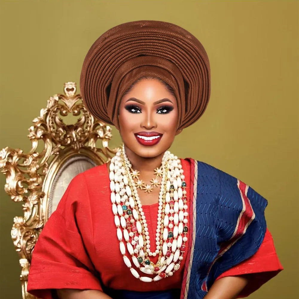 Cravates de tête nigérianes pour femmes, équipement de sauna, turban africain élégant, déjà fabriqué, enveloppes de tête féminines, fête de mariage, Auto Gele