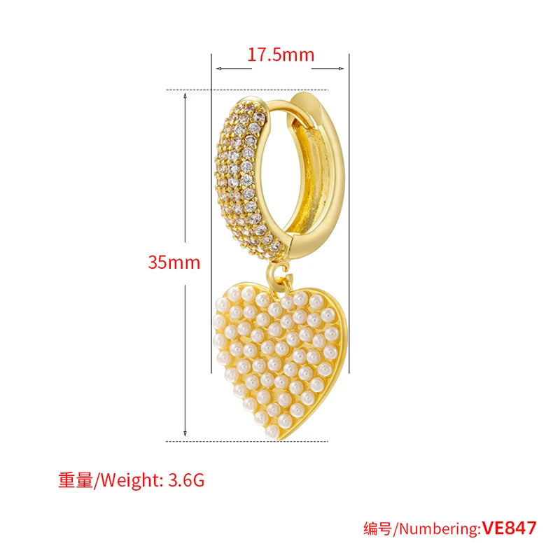 ZHUKOU-Boucles d'oreilles Pearl Coussins Hoop pour femmes, Boucles d'oreilles Huggie Cubic Zirconia, Boucles d'oreilles Sweet Bow Dstress, 4 lignes, Vente en gros, VE846