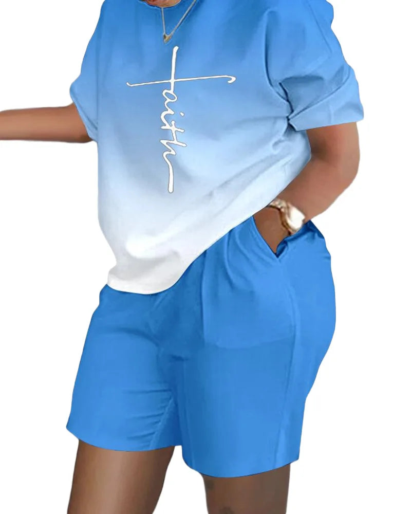 T-shirt et short College pour femmes, tenues d'été décontractées, t-shirt à manches courtes de bureau, ensembles courts à poches, 2024, ensemble 2 pièces