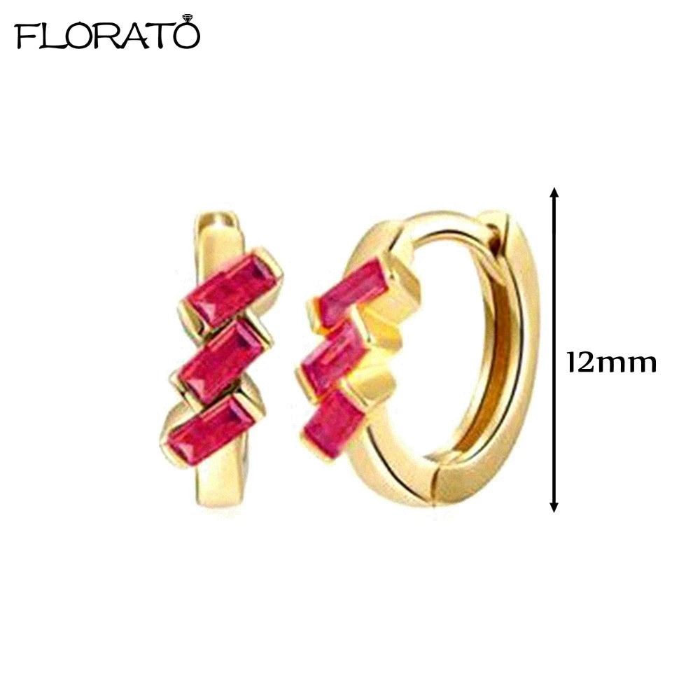 Boucles d'oreilles créoles minimales rouges pour femmes, cristal, petit Huggie, boucle d'oreille cartilage mince, piercing 147 us, bijoux, cadeau, contre-indiqué, 2 pièces