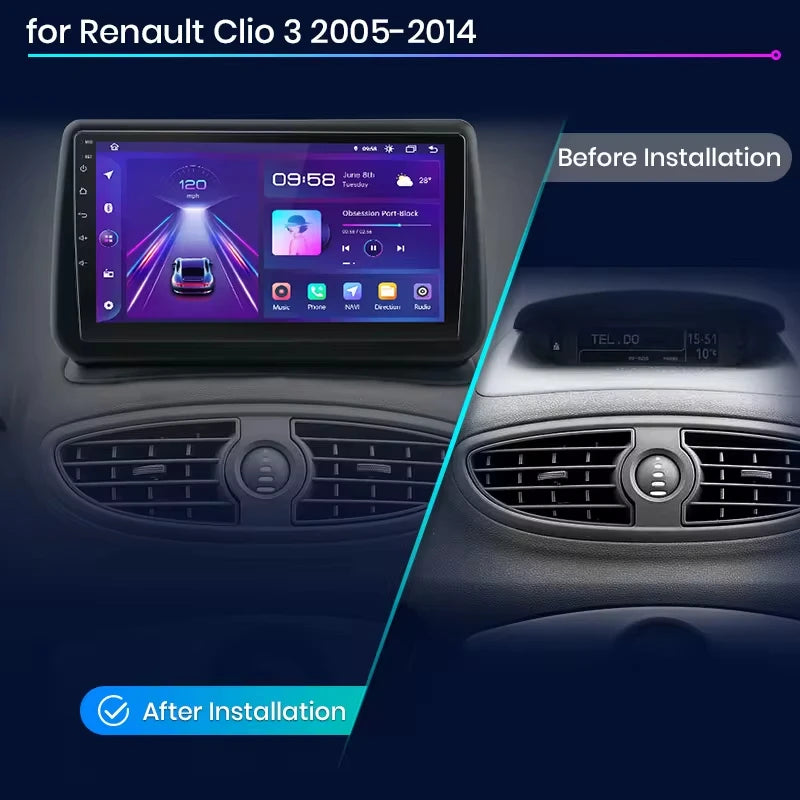 Junsun Android Autoradio Autoradio pour Renault Clio 3 2005-2014 systèmes intelligents de voiture pour Apple sans fil Carplay Auto France