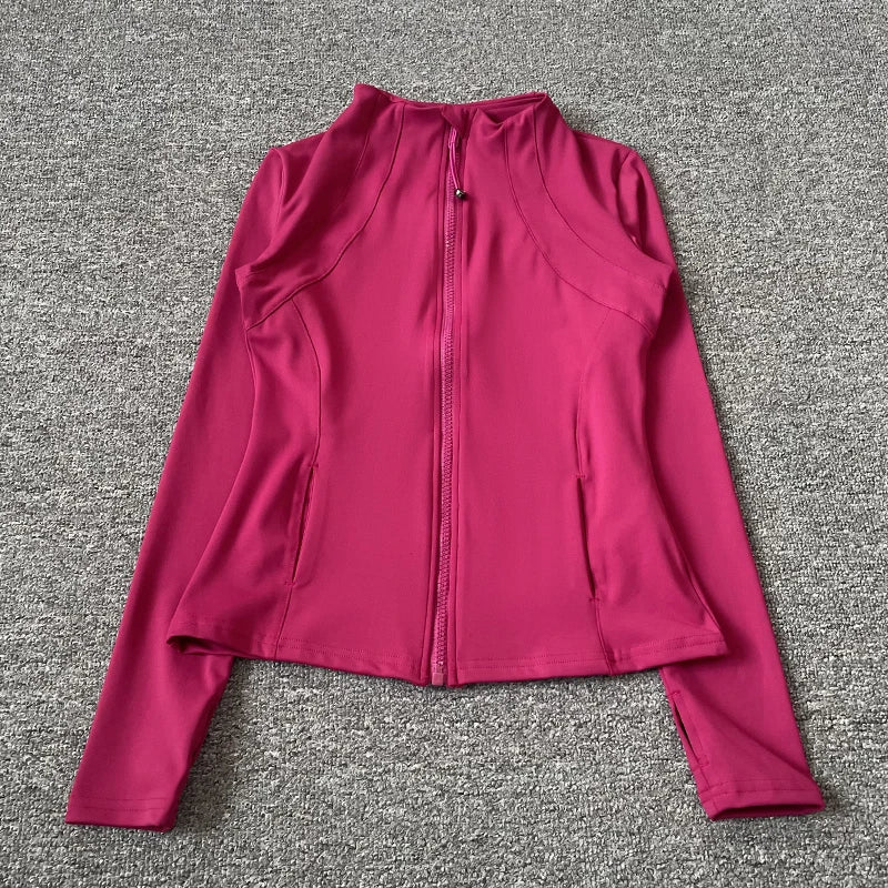 Veste de Fitness à col montant pour femmes, séchage rapide, coupe ajustée, fermeture éclair, vêtements de Yoga, manches longues, respirant, course à pied, sport, cyclisme