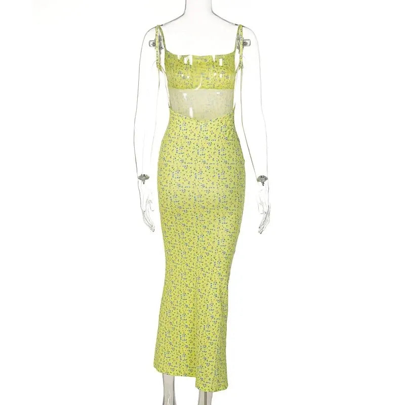 Hawthaw Women Elegant Sleeveless Floral Printed Bodycon Backless Long Dress 2024 Summer Clothes Wholesale Items For Business