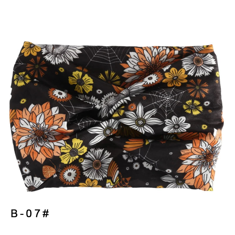 Bandeau élastique large imprimé Pilates Yoga course cyclisme bandeau Turban maquillage cerceau de cheveux maquillage bandeau pour femmes fille