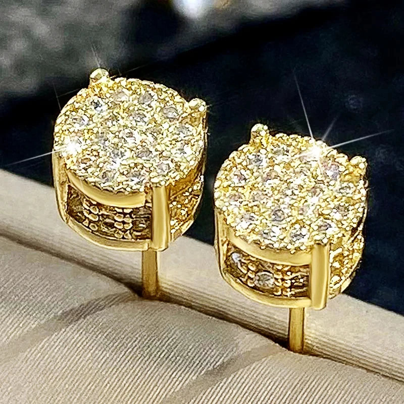 Boucles d'oreilles délicates pour femmes/hommes, pavé blanc CZ, couleur argent/or, bijoux d'oreille polyvalents à la mode