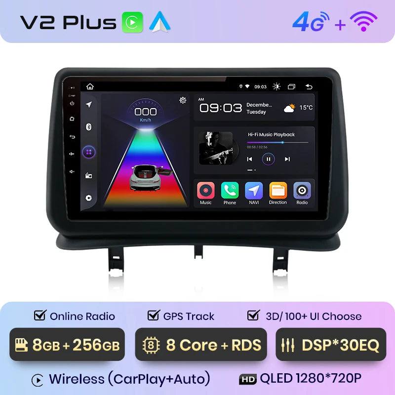 Junsun Android Autoradio Autoradio pour Renault Clio 3 2005-2014 systèmes intelligents de voiture pour Apple sans fil Carplay Auto France