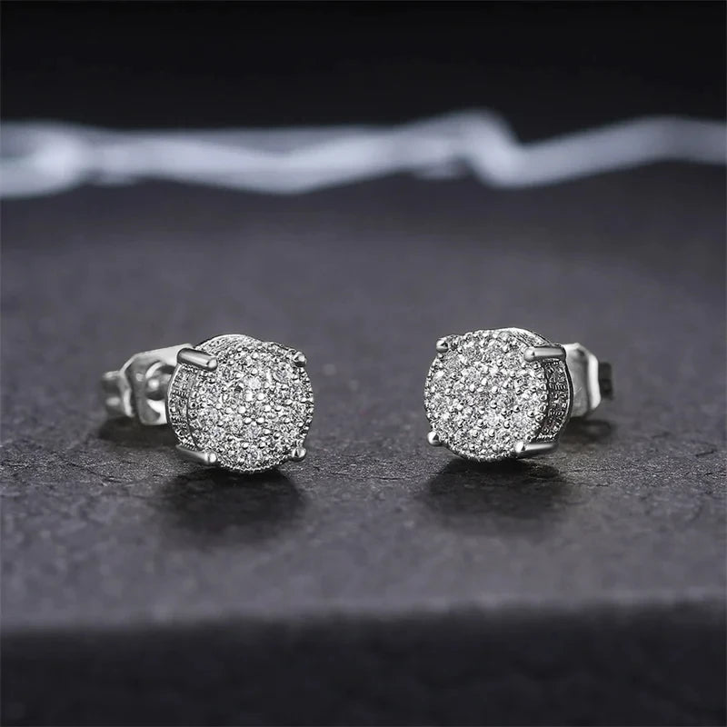 Boucles d'oreilles délicates pour femmes/hommes, pavé blanc CZ, couleur argent/or, bijoux d'oreille polyvalents à la mode
