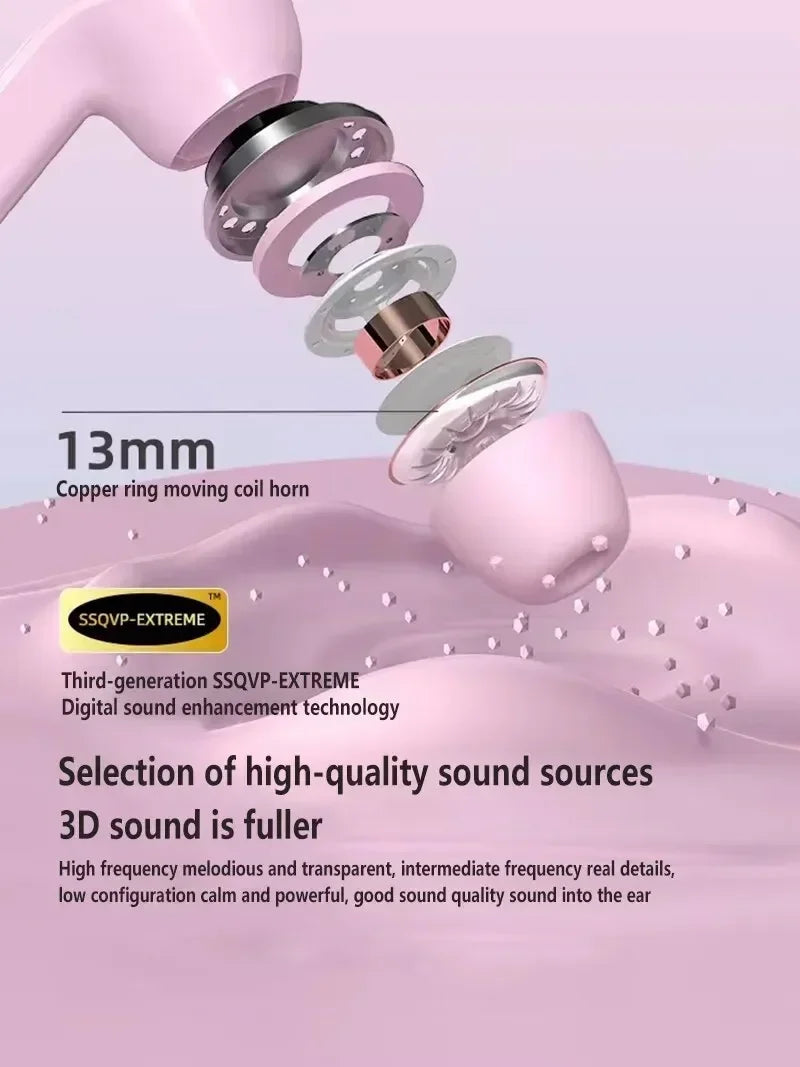 Écouteurs Bluetooth sans fil d'origine, écouteurs HIFI transparents, affichage numérique de l'alimentation LED, son stéréo, Xiaomi, T2