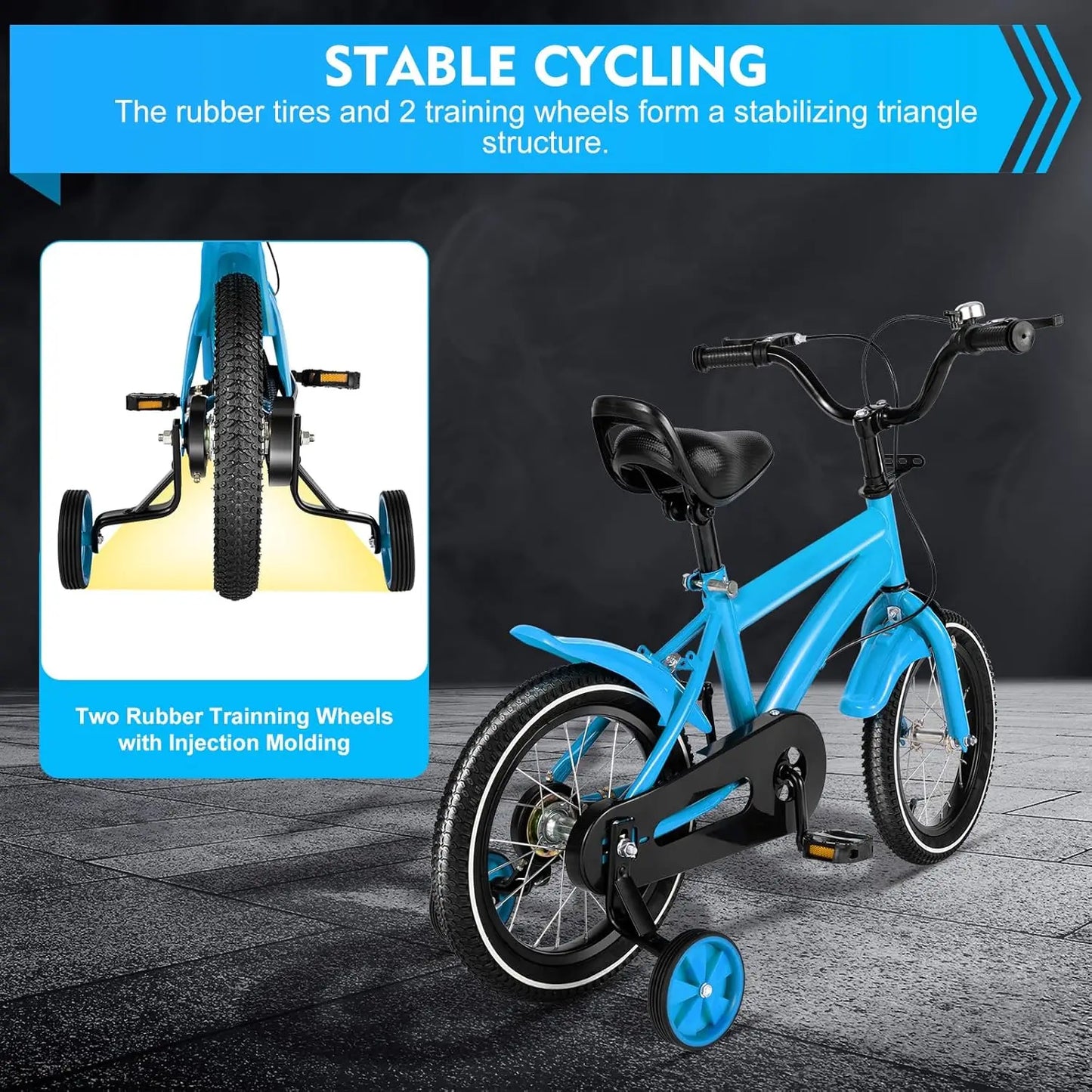 Vélo pour enfants 14 pouces vélo garçons filles vélo pour enfants âgés de 3 à 6 ans stabilisateurs réglage de la hauteur