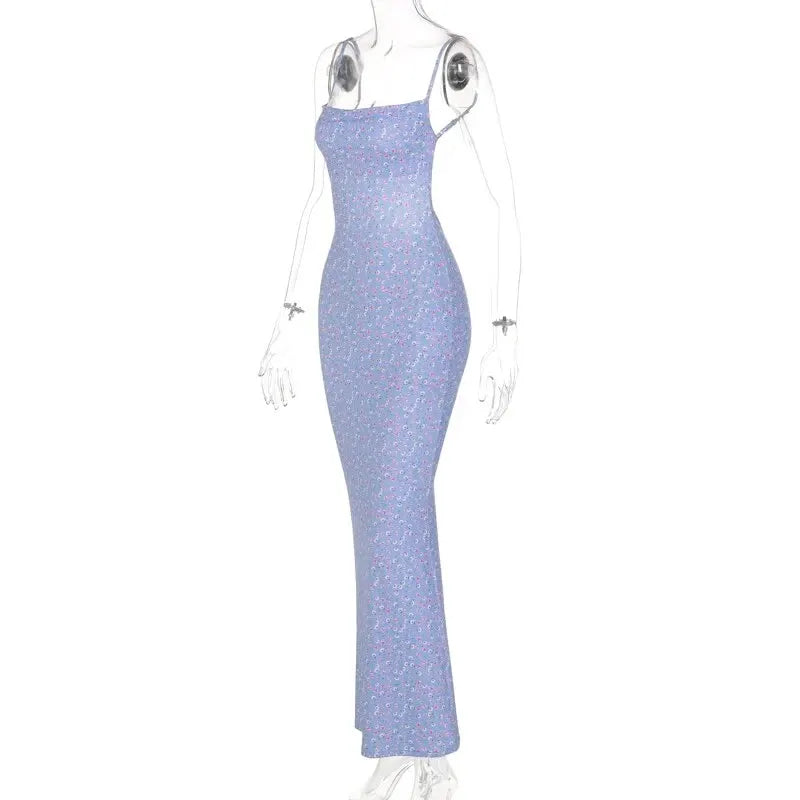 Hawthaw Women Elegant Sleeveless Floral Printed Bodycon Backless Long Dress 2024 Summer Clothes Wholesale Items For Business