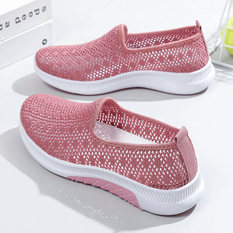 Baskets en maille respirantes pour femmes, chaussures de marche à enfiler, chaussures décontractées, extérieur, mode, nouveau, 2025