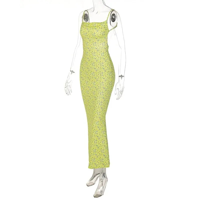 Hawthaw Women Elegant Sleeveless Floral Printed Bodycon Backless Long Dress 2024 Summer Clothes Wholesale Items For Business