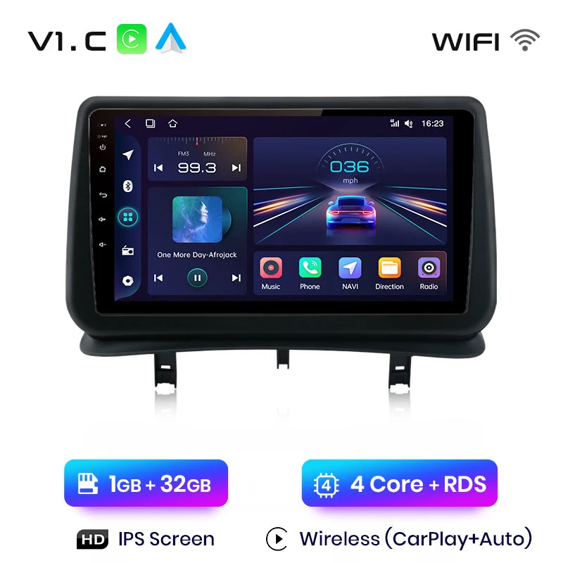 Junsun Android Autoradio Autoradio pour Renault Clio 3 2005-2014 systèmes intelligents de voiture pour Apple sans fil Carplay Auto France