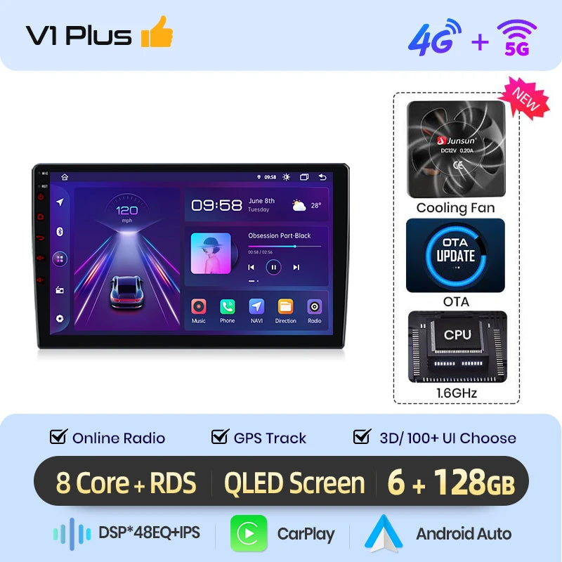 Junsun Android14 autoradio pour Merced Benz Smart Fortwo 451 2005-2010 stéréo pour Apple sans fil CarPlay multimédia GPS FM RDS 4G