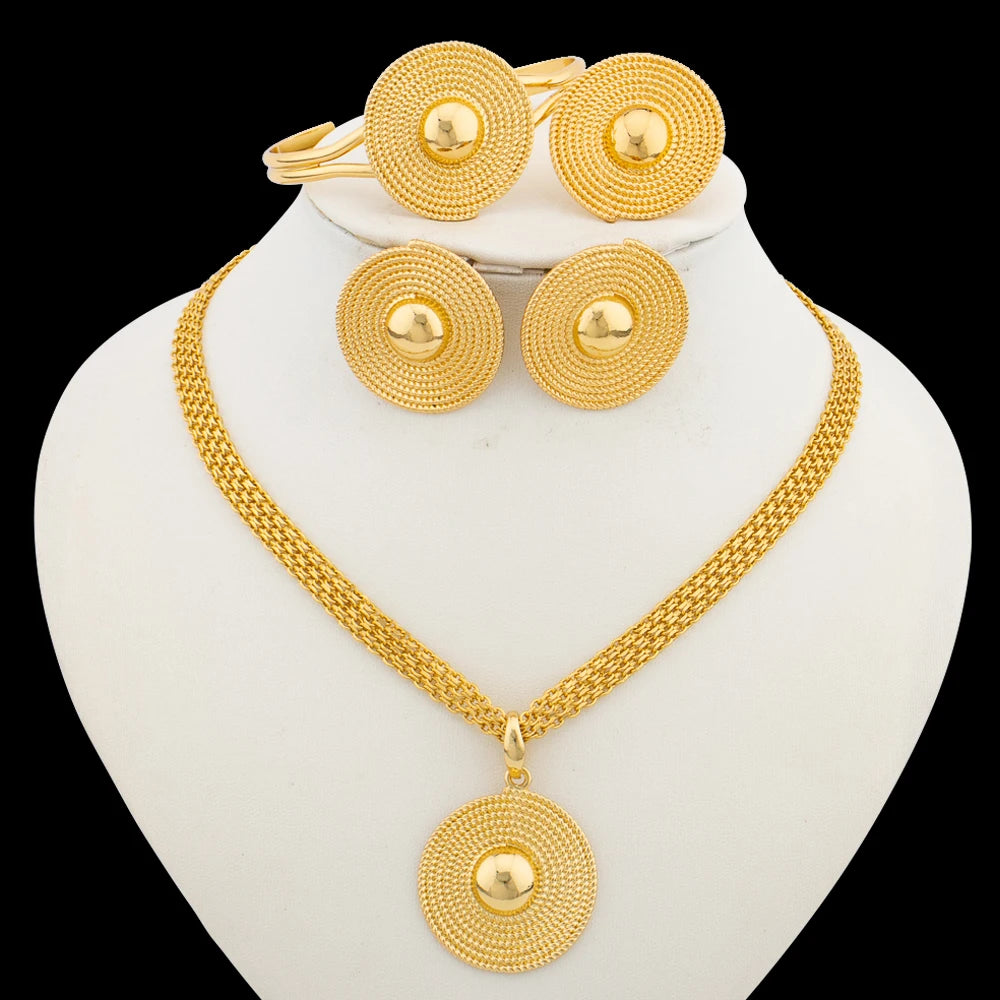 Ensemble de bijoux pour femmes, accessoires, boucles d'oreilles et bagues de couleur or 18 carats, ensemble de bagues pour accessoires de fête de fiançailles