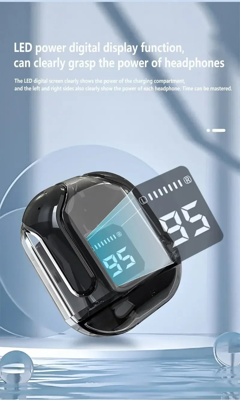 Écouteurs Bluetooth sans fil d'origine, écouteurs HIFI transparents, affichage numérique de l'alimentation LED, son stéréo, Xiaomi, T2