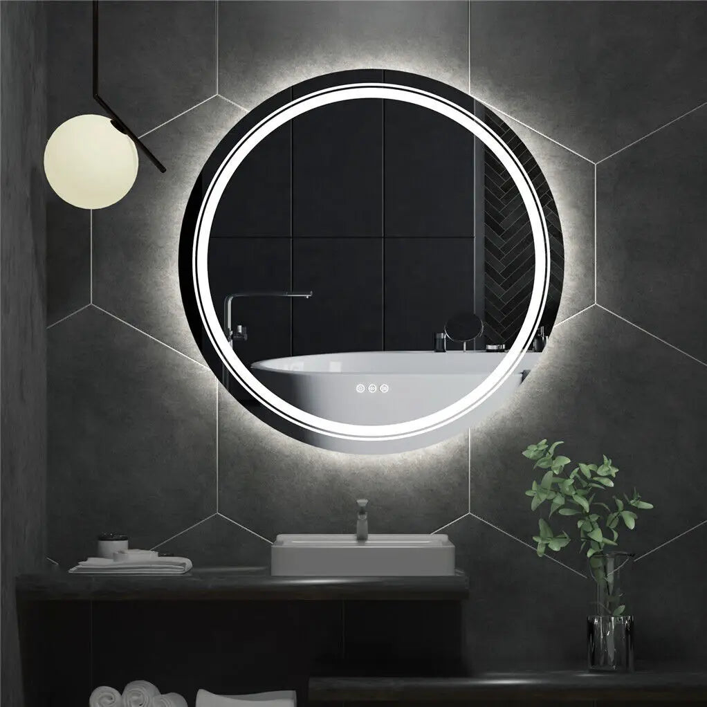 LUVODI-Miroir Intelligent Rond, Étanche, Lavabo, Douche, Vanité avec Écran Tactile