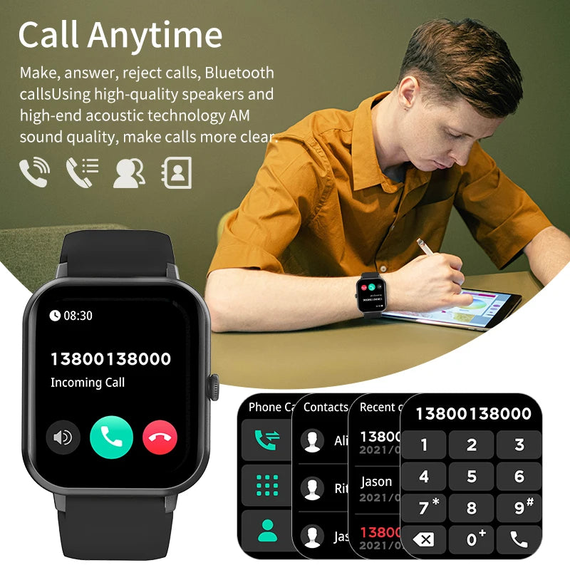 LIGE-Montre intelligente de sport étanche pour hommes et femmes, appel Bluetooth, assistant vocal, Huawei, Xiaomi, Android, iOS, 100 +