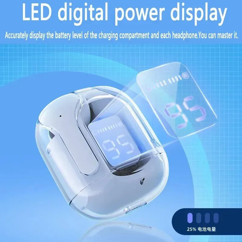 Écouteurs Bluetooth sans fil d'origine, écouteurs HIFI transparents, affichage numérique de l'alimentation LED, son stéréo, Xiaomi, T2