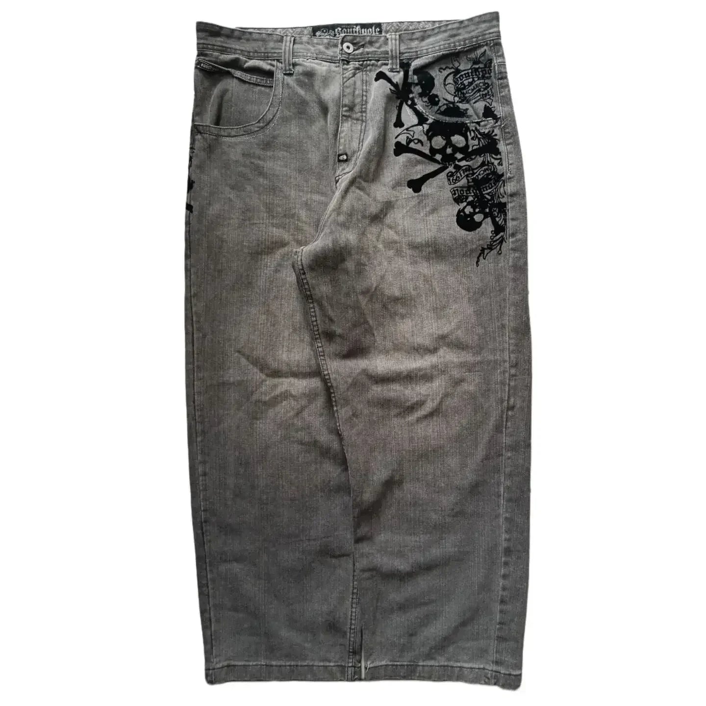 Jean ample rétro américain pour hommes, imprimé tête de mort, pour Couple, Harajuku, gothique, Hip-Hop, pantalon droit à jambes larges, nouvelle collection