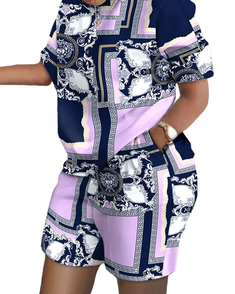 T-shirt et short College pour femmes, tenues d'été décontractées, t-shirt à manches courtes de bureau, ensembles courts à poches, 2024, ensemble 2 pièces