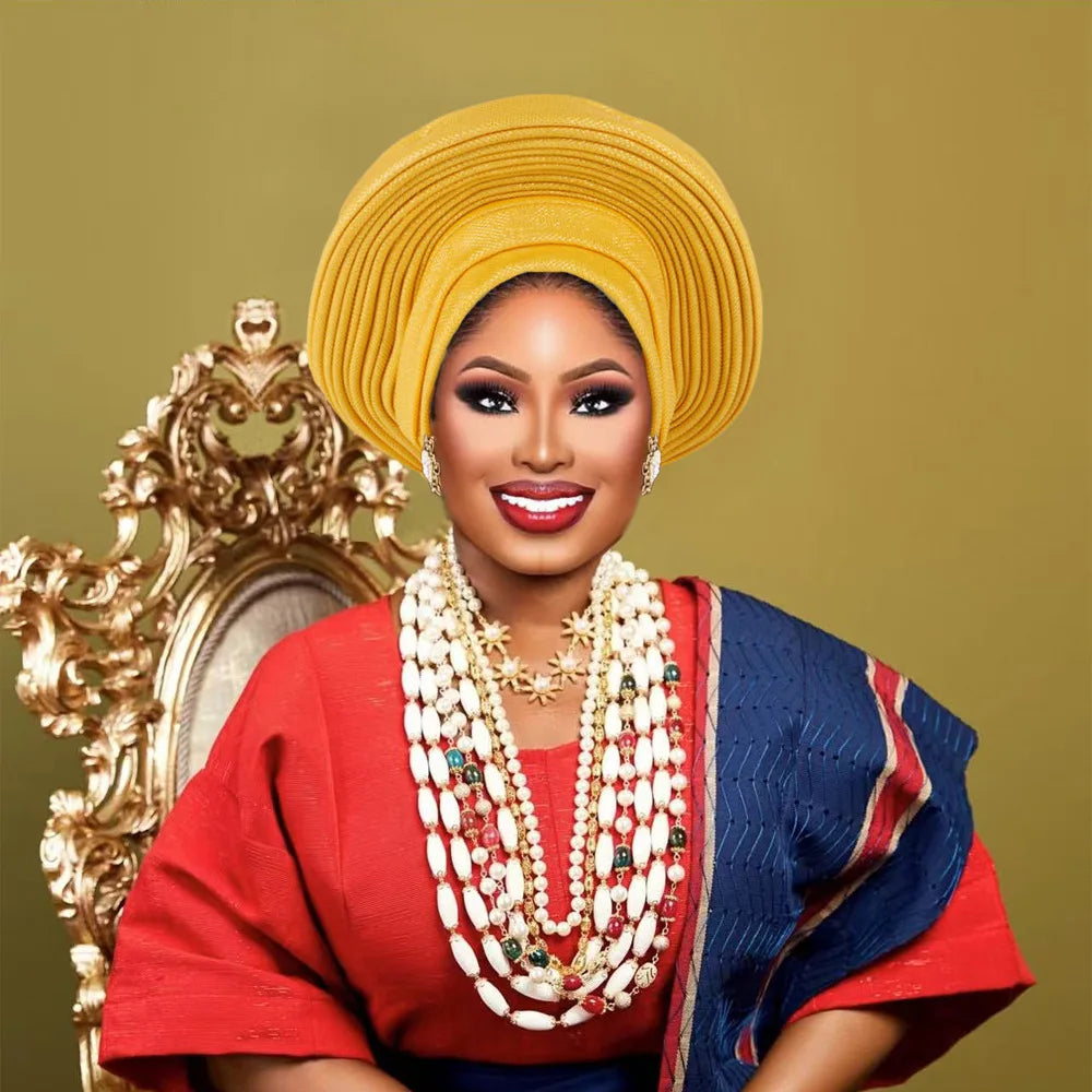 Cravates de tête nigérianes pour femmes, équipement de sauna, turban africain élégant, déjà fabriqué, enveloppes de tête féminines, fête de mariage, Auto Gele