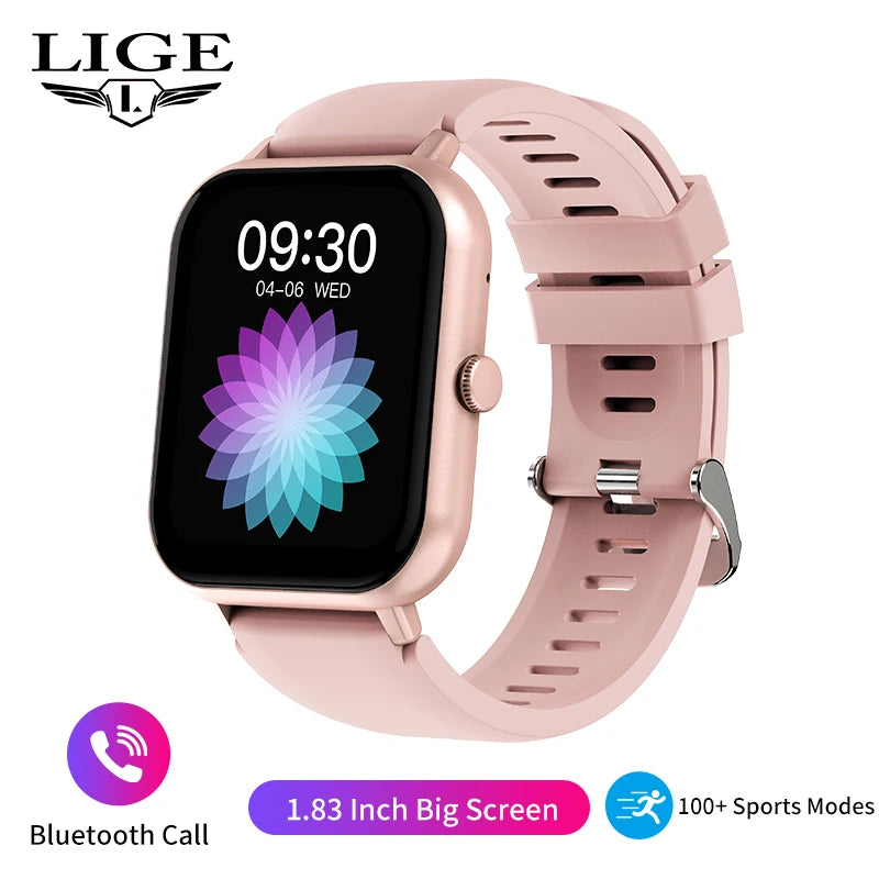 LIGE-Montre intelligente de sport étanche pour hommes et femmes, appel Bluetooth, assistant vocal, Huawei, Xiaomi, Android, iOS, 100 +