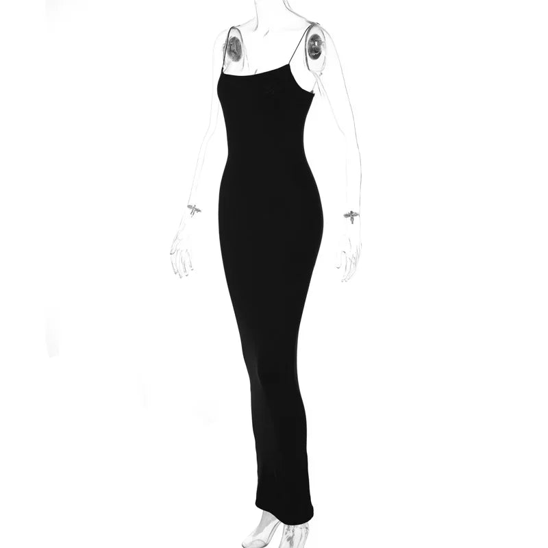 Hawthaw Women Sexy Party Club Evening Streetwear Bodycon Black Long Dress 2024 Summer Clothes Wholesale Items For Business D1758