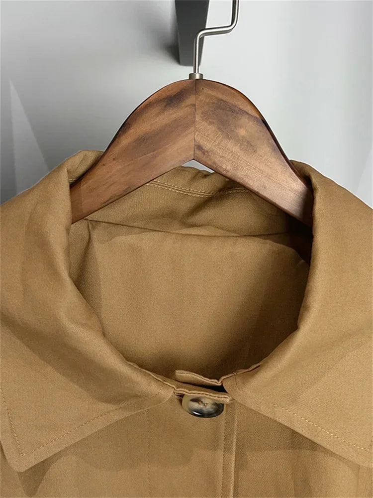 Trench-Coat classique mi-long pour femme, doublure à carreaux, simple boutonnage, col rabattu, coupe-vent ample, automne hiver