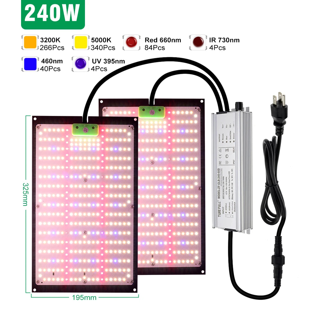 AC100-277V LED élèvent la lumière haute luminosité 120W 240W LM301H LED puce lampe de croissance pour plantes d'intérieur de serre