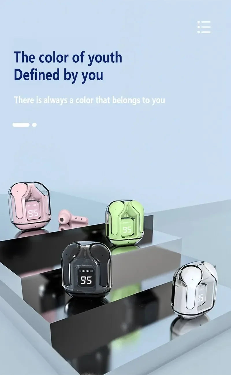 Écouteurs Bluetooth sans fil d'origine, écouteurs HIFI transparents, affichage numérique de l'alimentation LED, son stéréo, Xiaomi, T2