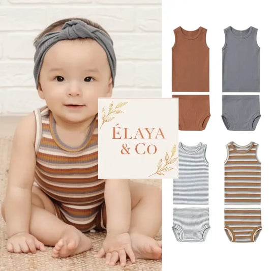 0-24M Newborn Kid Baby Boys Girls Clothes Set Summer Sleeveless Top Tank Shorts set Cute Striped Cotton 2pcs Outfits set