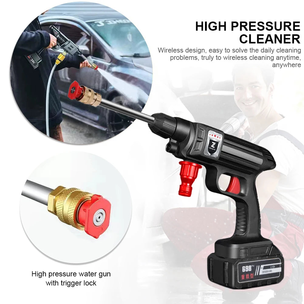 30000mAh Washer Gun Battery Wireless High Pressure Foam Generator 1500W 30Bar Car Water Gun for Auto Home Garden Cleaner Machine