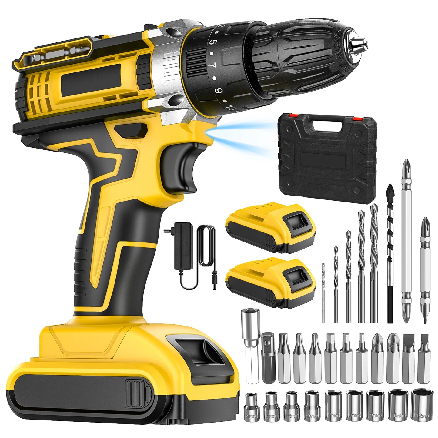 28V Cordless Impact Drill Electric Screwdriver Electric Hammer Drill Mini Wireless Hand Drill Lithium-Ion Battery Power Tools
