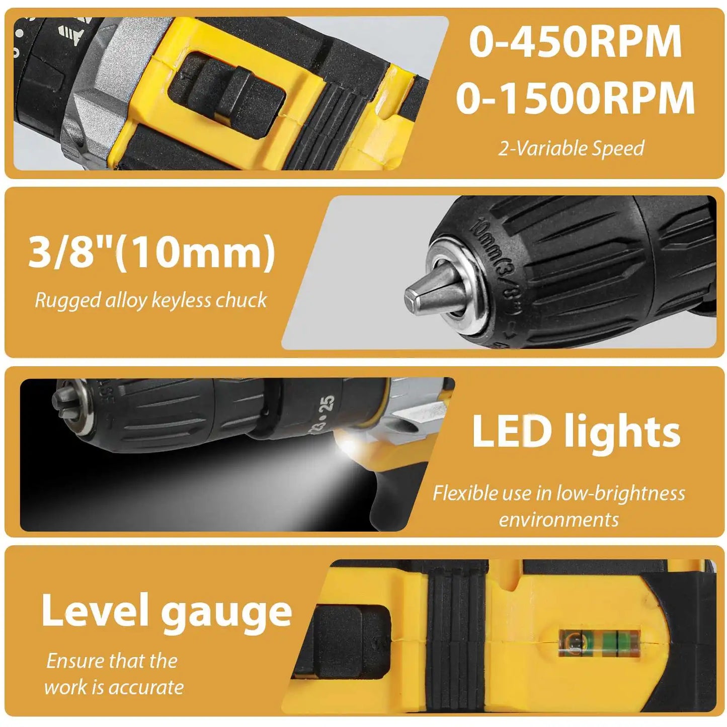 28V Cordless Impact Drill Electric Screwdriver Electric Hammer Drill Mini Wireless Hand Drill Lithium-Ion Battery Power Tools