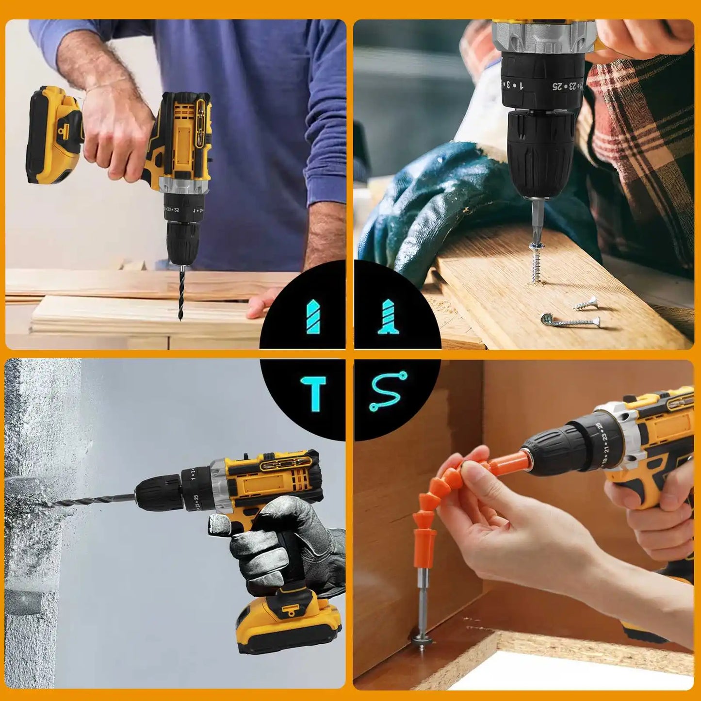 28V Cordless Impact Drill Electric Screwdriver Electric Hammer Drill Mini Wireless Hand Drill Lithium-Ion Battery Power Tools