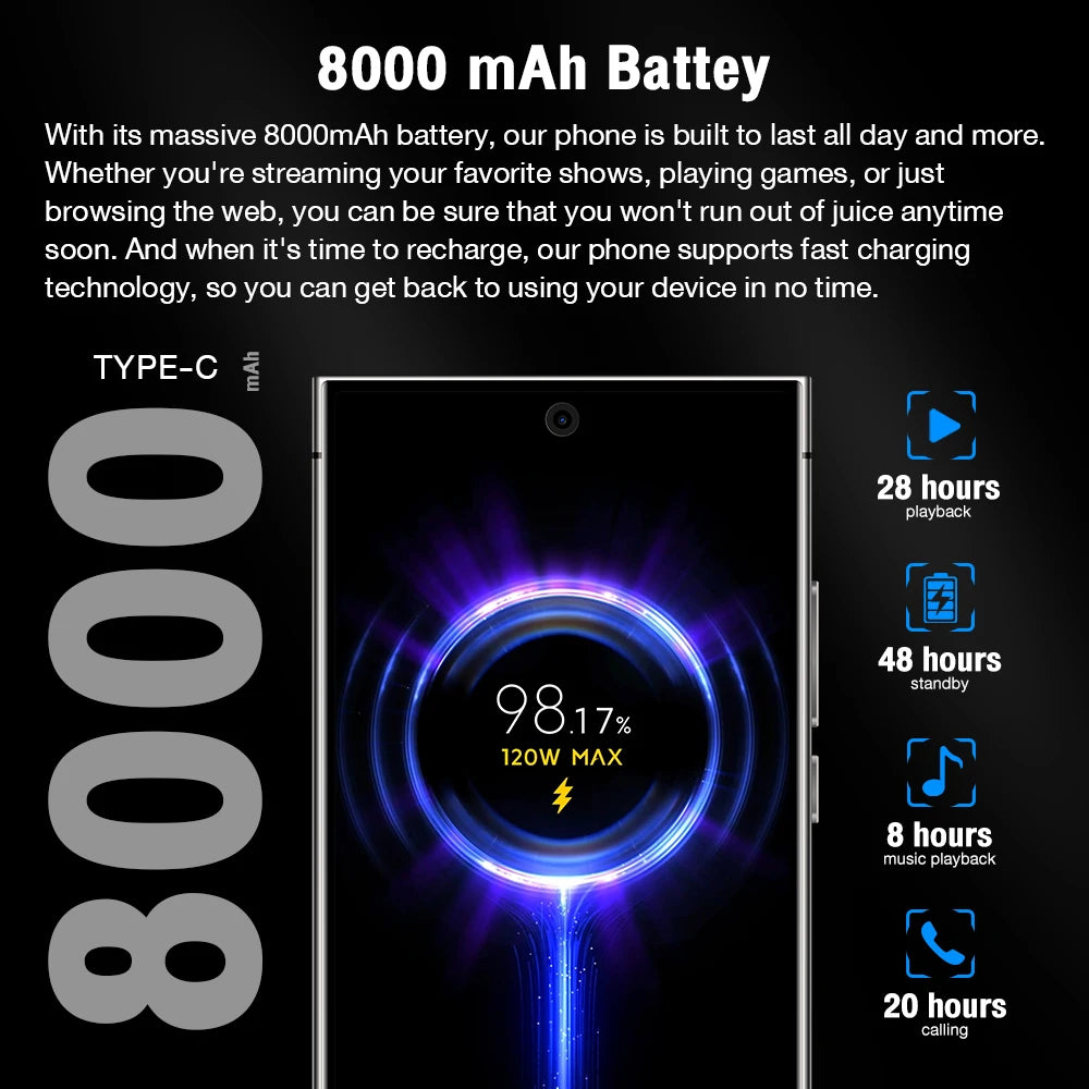 2025 NOUVEAU S26 Ultra téléphones portables Smartphone d'origine 5G double SIM Android 14 téléphone portable Snapdragon 8 gen 3 téléphones mobiles intelligents