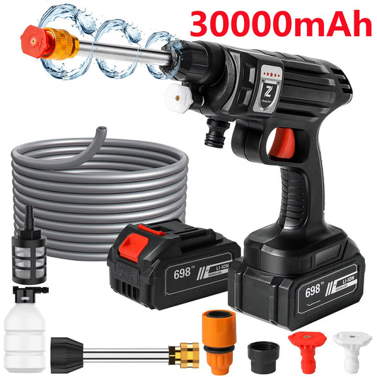 30000mAh Washer Gun Battery Wireless High Pressure Foam Generator 1500W 30Bar Car Water Gun for Auto Home Garden Cleaner Machine