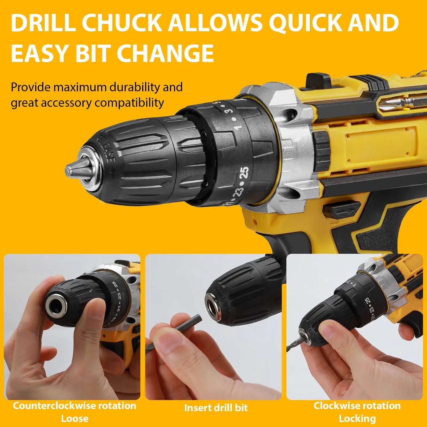 28V Cordless Impact Drill Electric Screwdriver Electric Hammer Drill Mini Wireless Hand Drill Lithium-Ion Battery Power Tools