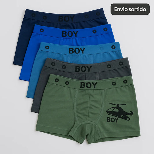 Kit de 5 caleçons en microcarence pour enfants, Boxer Boy