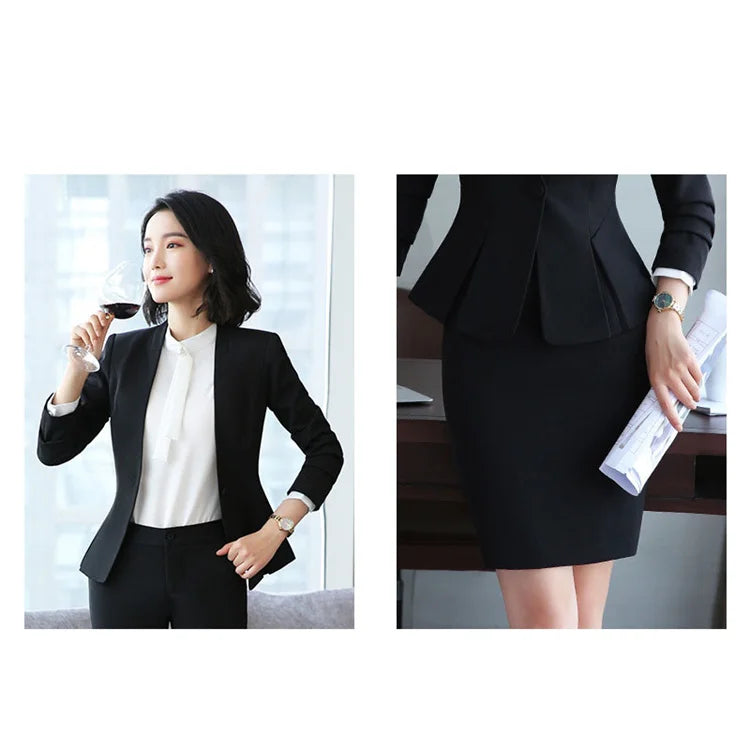 Top Grade  and Winter New Professional Temperament Double Breasted Irregular Formal Business Women'S Suits