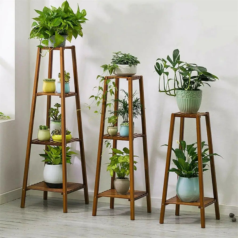 Présentoir en bambou pour pot de fleurs, étagère T1 pour plantes, intérieur et extérieur, 77 cm, 97 cm, 117cm de haut